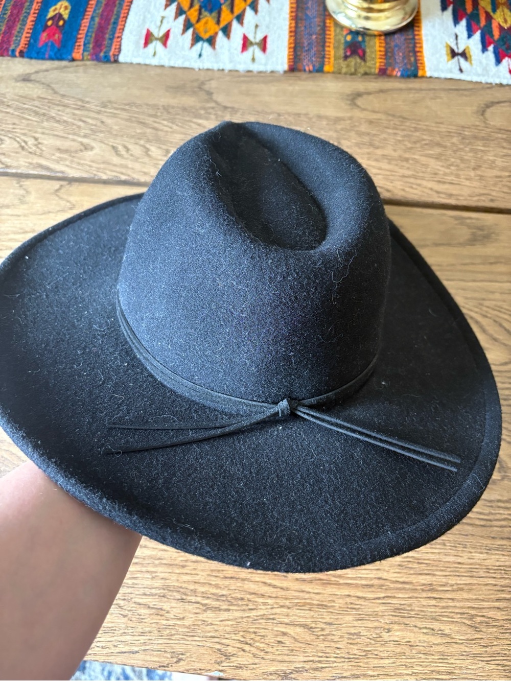 Lucky Brand Black Wool Fedora Rancher Hat One Size Western Aspen Hat